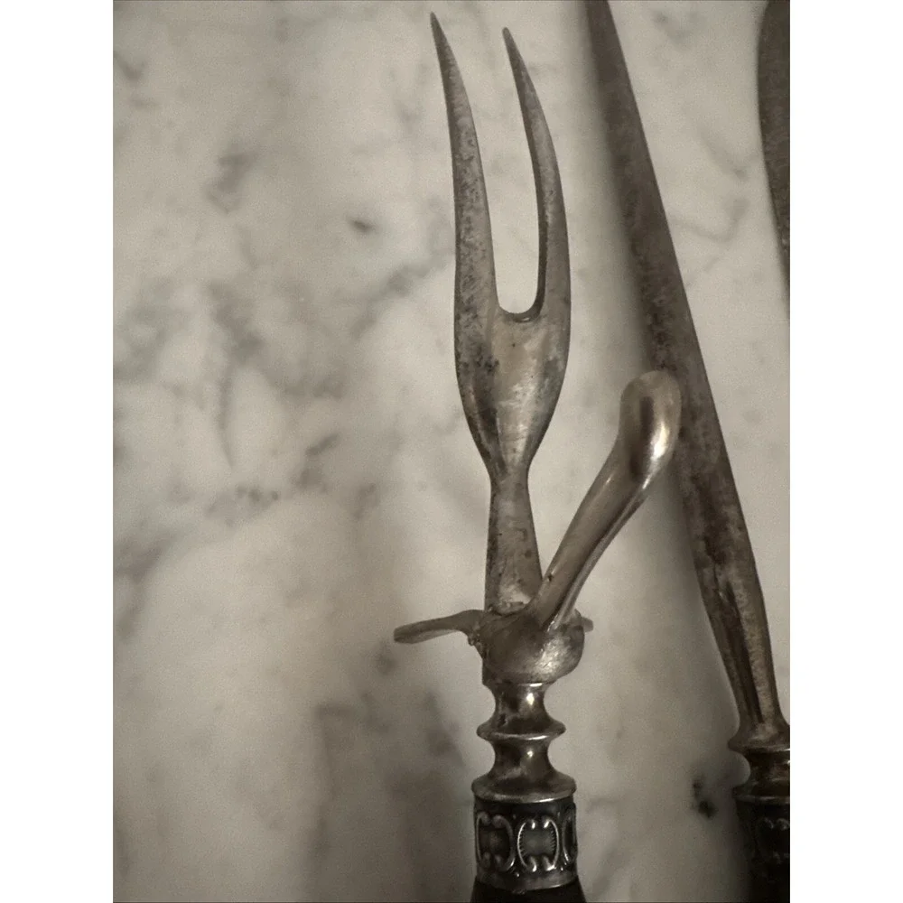 Vintage Clean Cut Trademark handle knife ,meat fork,  sharpening steel RARE